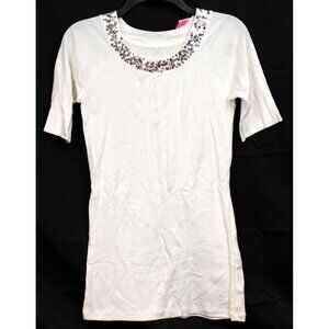 NEW Limited Too Y2K Shirt Sz 18 Casual White Silver Sequin Neckline Long 2000s